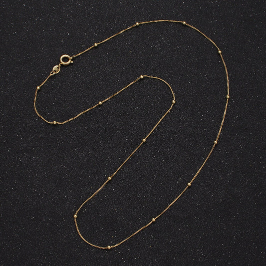 Fine Gold Beaded Satellite Chain 17.75 inch Necklace Simple, Everyday Layering Necklace WA1640 1641