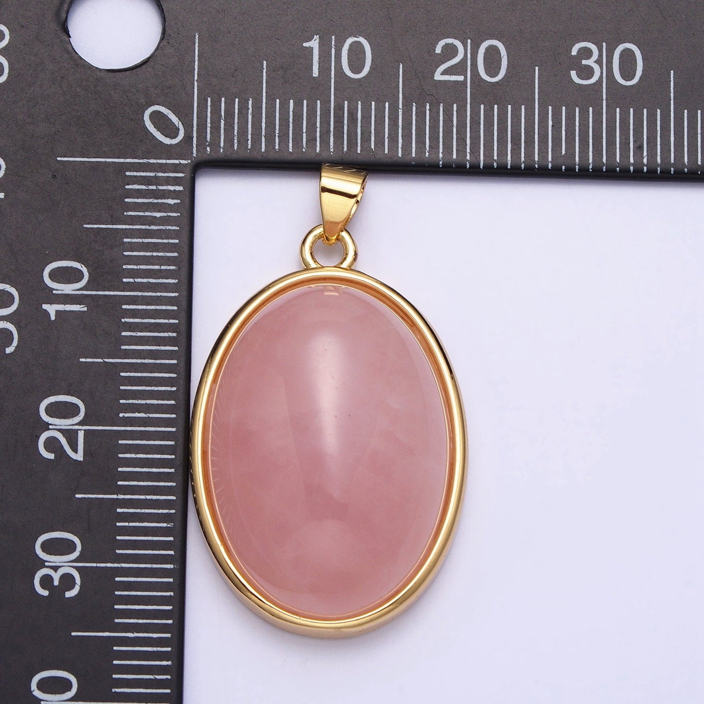 Purple Amethyst, Pink Rose Quartz Oval Cabochon 24K Gold Filled Oval Pendant AA292 AA293