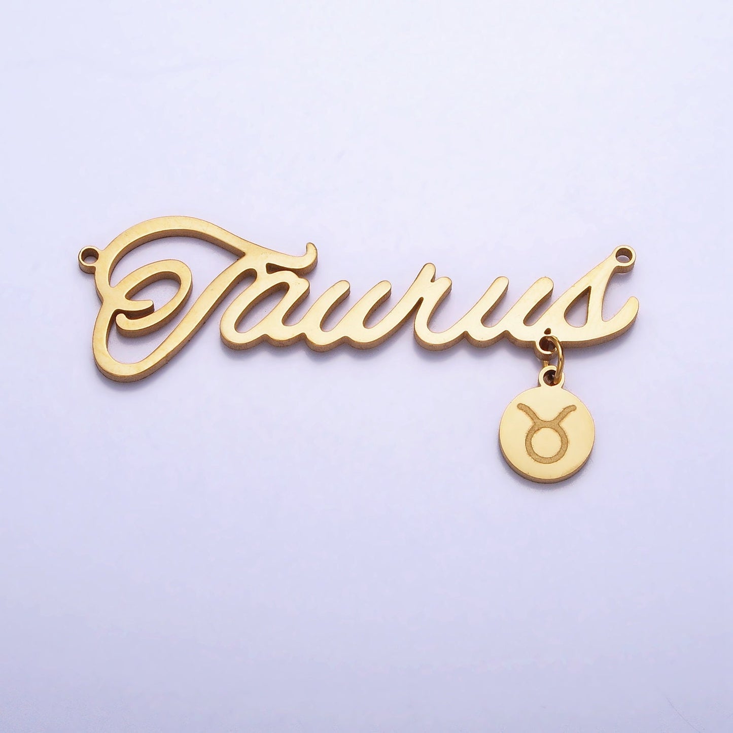 Gold Cursive Font Zodiac Charms Connector for Necklace Bracelet Link Connector Astrology Necklace Charm Personalized Jewelry Wholesale