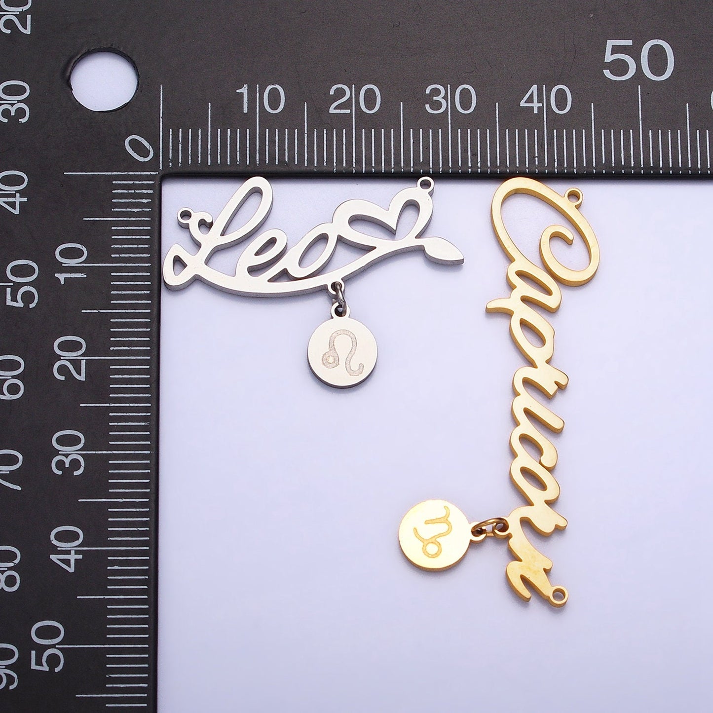 Stainless Steel Cursive Font Zodiac Charms Connector for Necklace Bracelet Astrology Necklace Charm Personalized Jewelry Wholesale