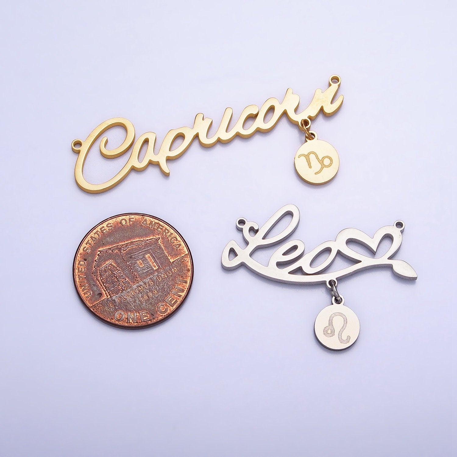 Stainless Steel Cursive Font Zodiac Charms Connector for Necklace Bracelet Astrology Necklace Charm Personalized Jewelry Wholesale