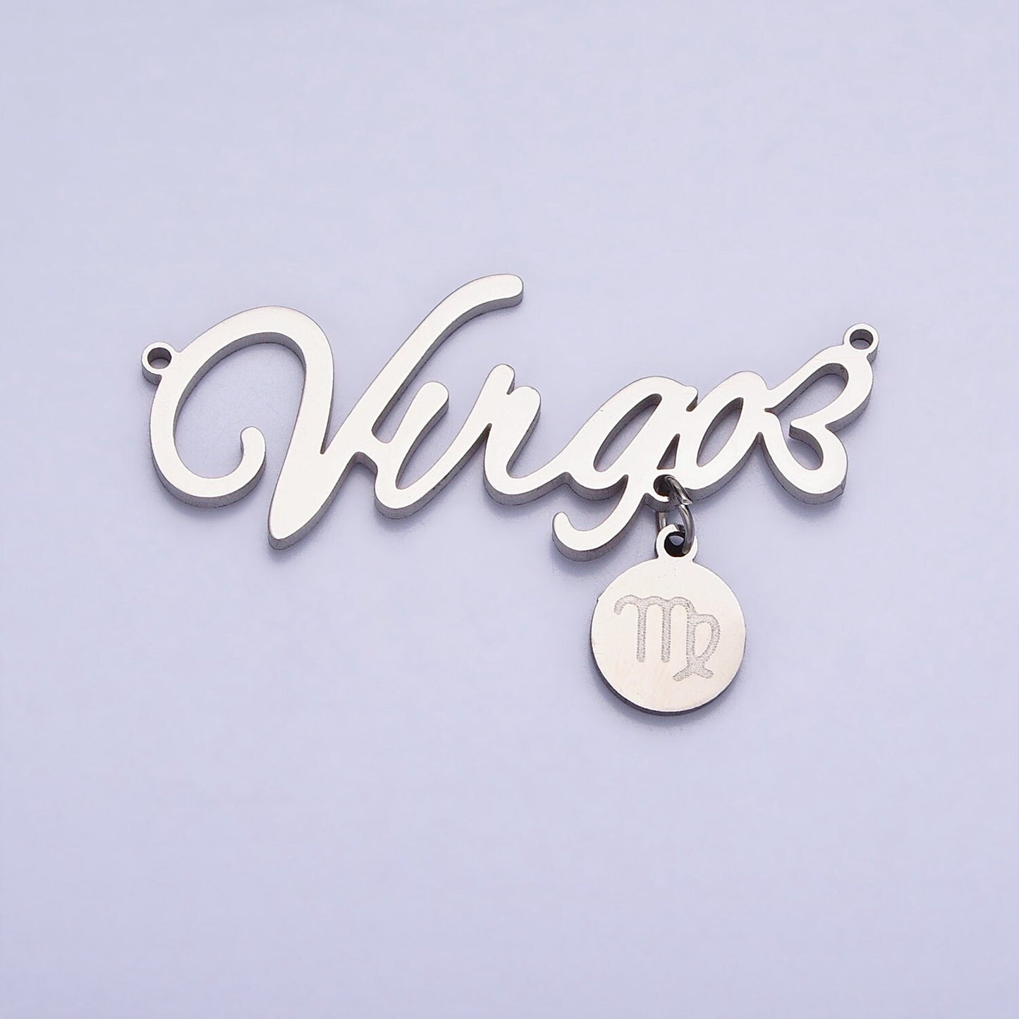 Stainless Steel Cursive Font Zodiac Charms Connector for Necklace Bracelet Astrology Necklace Charm Personalized Jewelry Wholesale