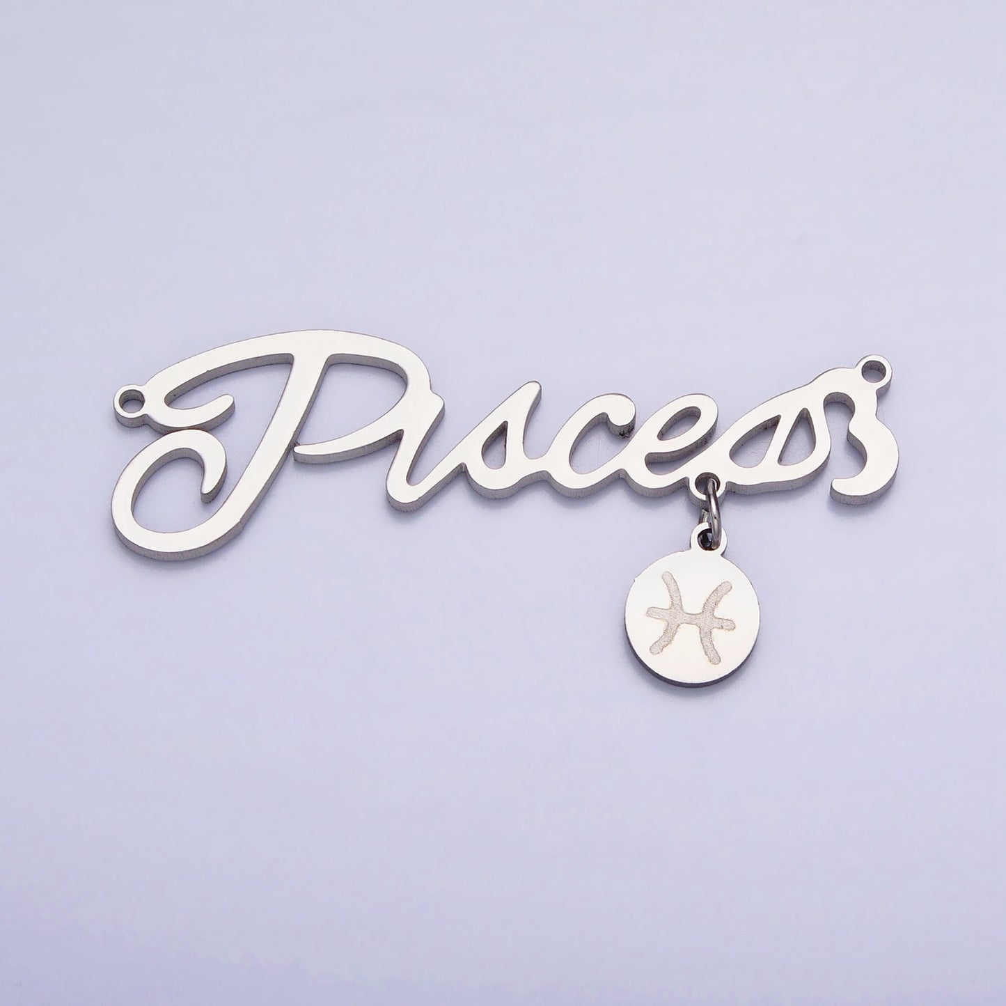 Stainless Steel Cursive Font Zodiac Charms Connector for Necklace Bracelet Astrology Necklace Charm Personalized Jewelry Wholesale