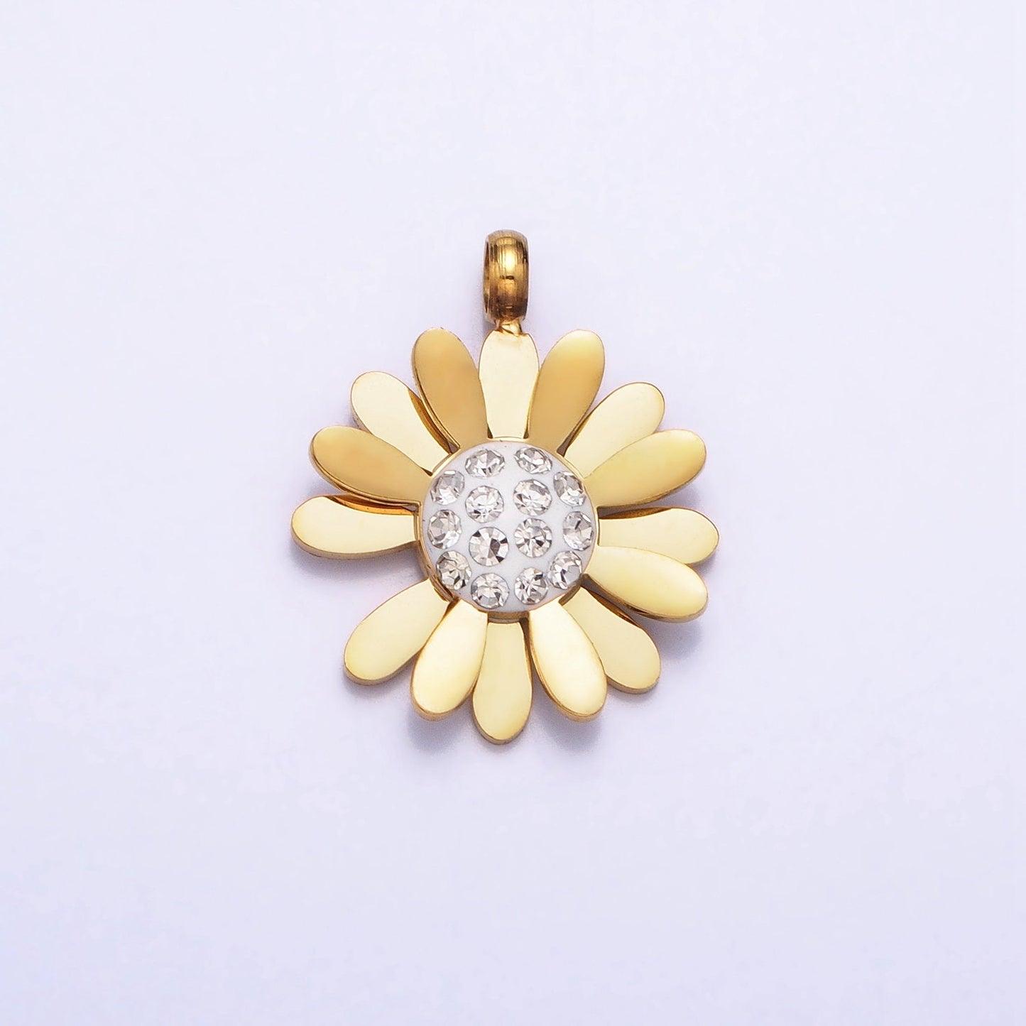 Stainless Steel Daisy Charm Gold Silver Flower Charm CZ Summer Spring Jewelry Inspired for Necklace Bracelet Earring Component P-923