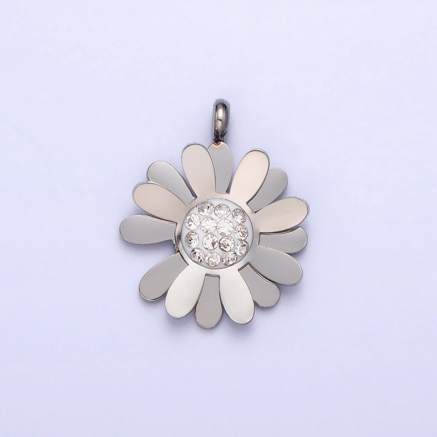 Stainless Steel Daisy Charm Gold Silver Flower Charm CZ Summer Spring Jewelry Inspired for Necklace Bracelet Earring Component P-923