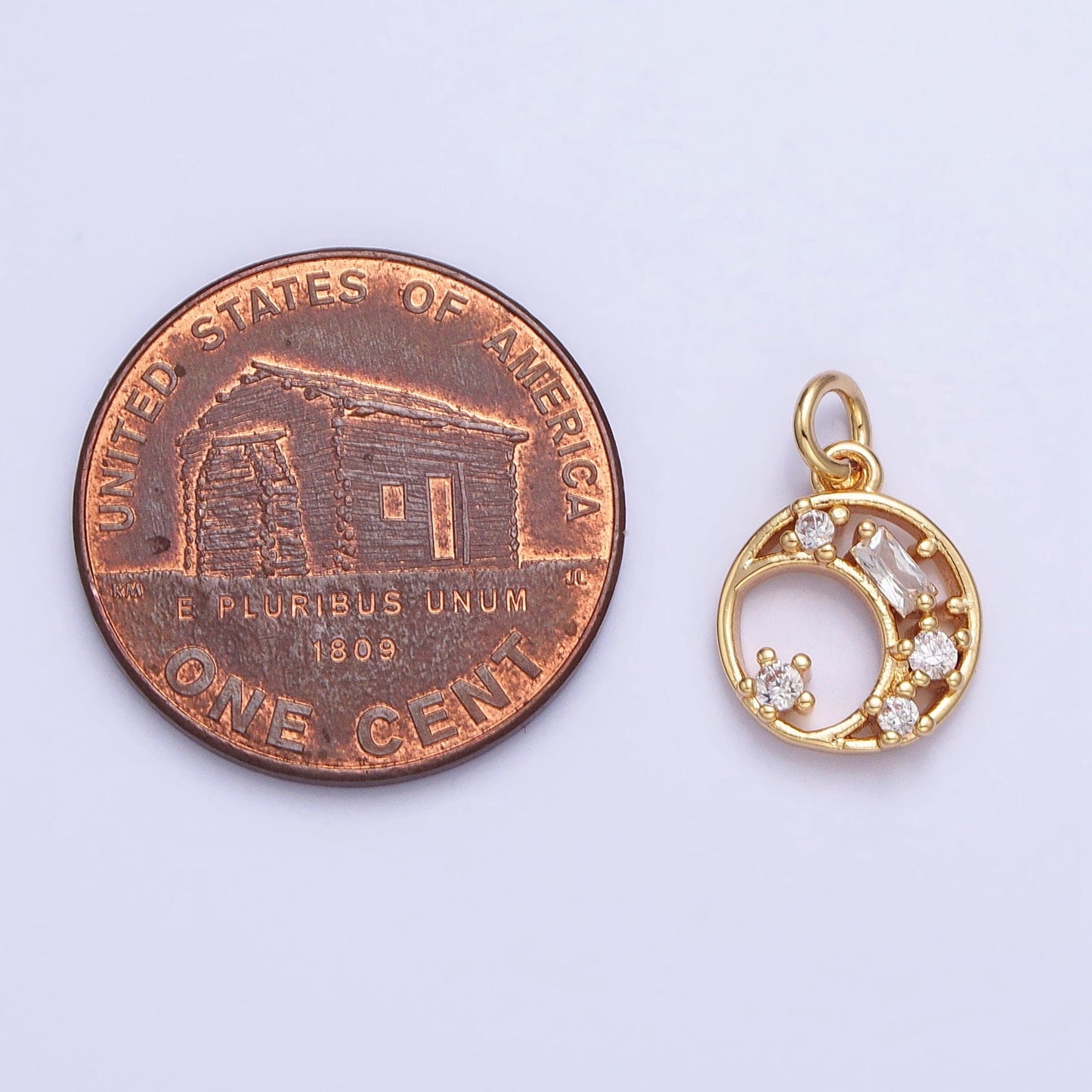 Mini Gold Crescent Moon Charm Round Disc Charm for Necklace Bracelet Earring Component AC753 AC754