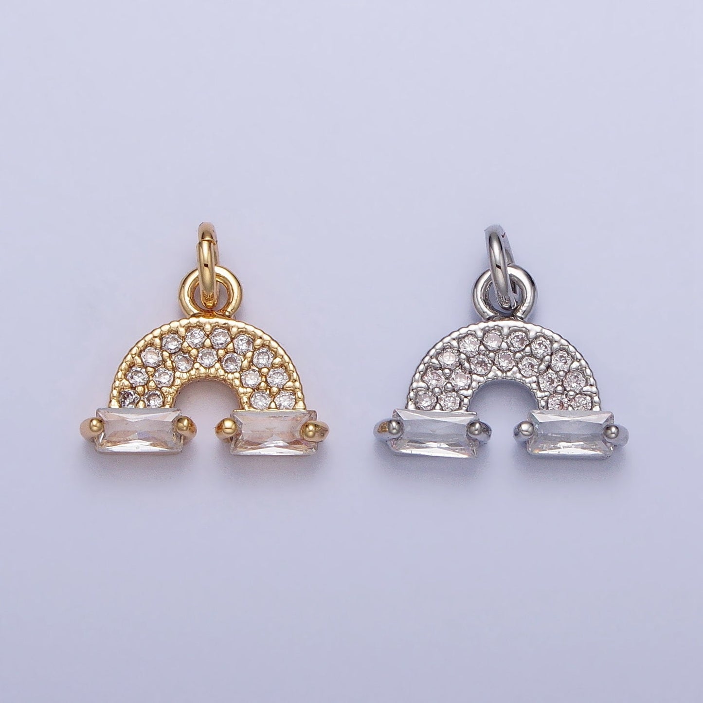 Tiny CZ Rainbow Charm Small Micro Pave Cloud Charm Celestial Jewelry Add-On Charm | AC723 AC724