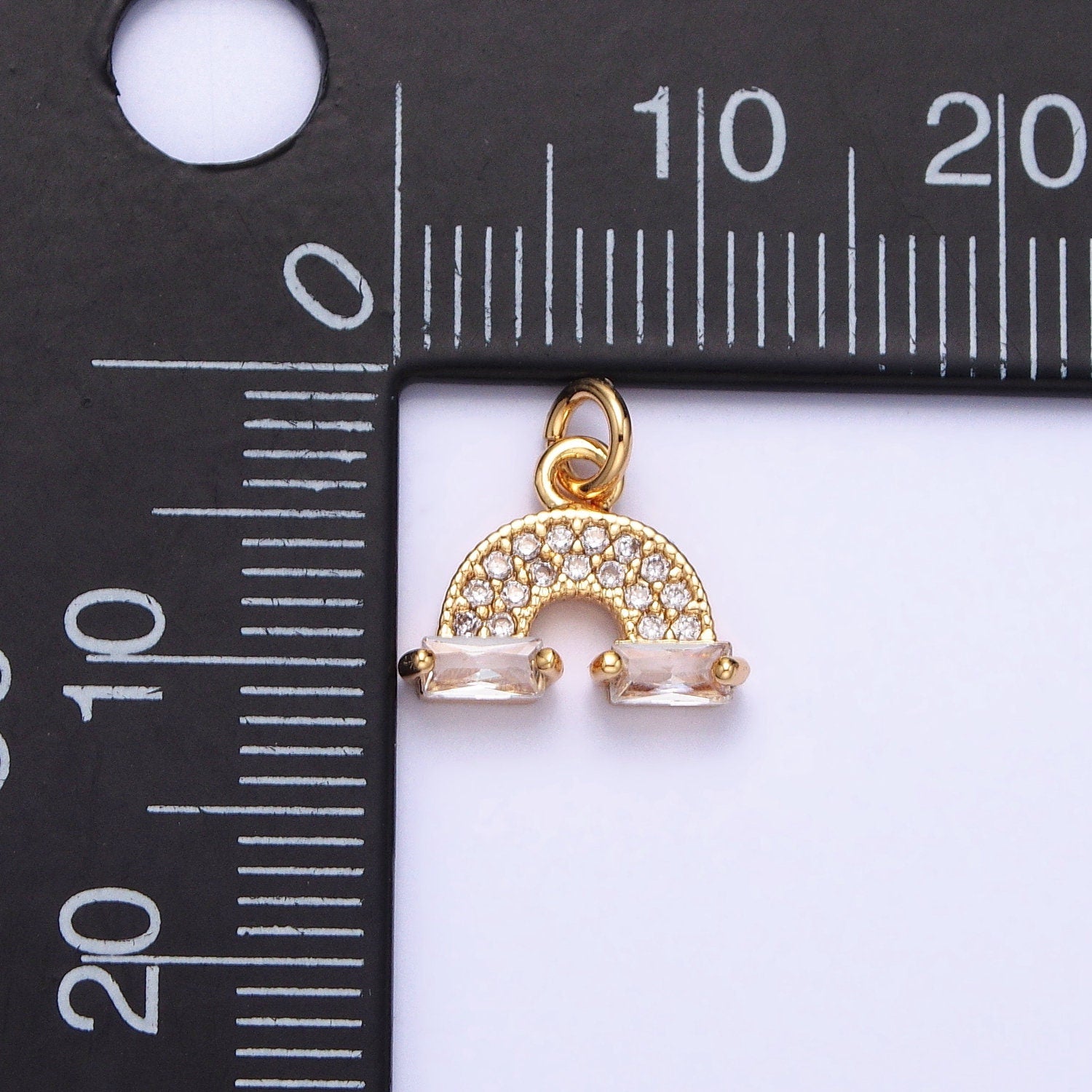 Tiny CZ Rainbow Charm Small Micro Pave Cloud Charm Celestial Jewelry Add-On Charm | AC723 AC724