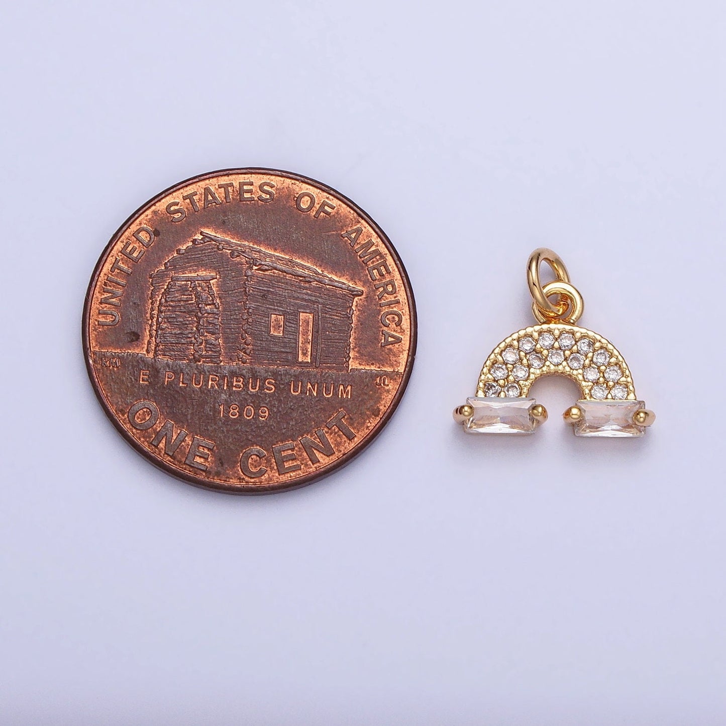 Tiny CZ Rainbow Charm Small Micro Pave Cloud Charm Celestial Jewelry Add-On Charm | AC723 AC724