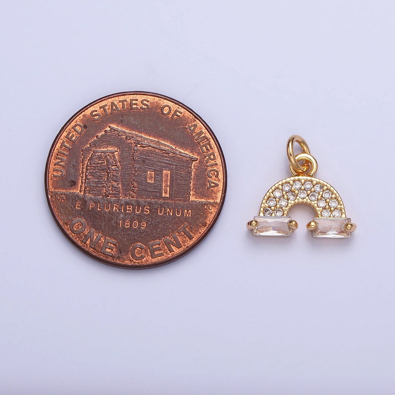 Tiny CZ Rainbow Charm Small Micro Pave Cloud Charm Celestial Jewelry Add-On Charm | AC723 AC724