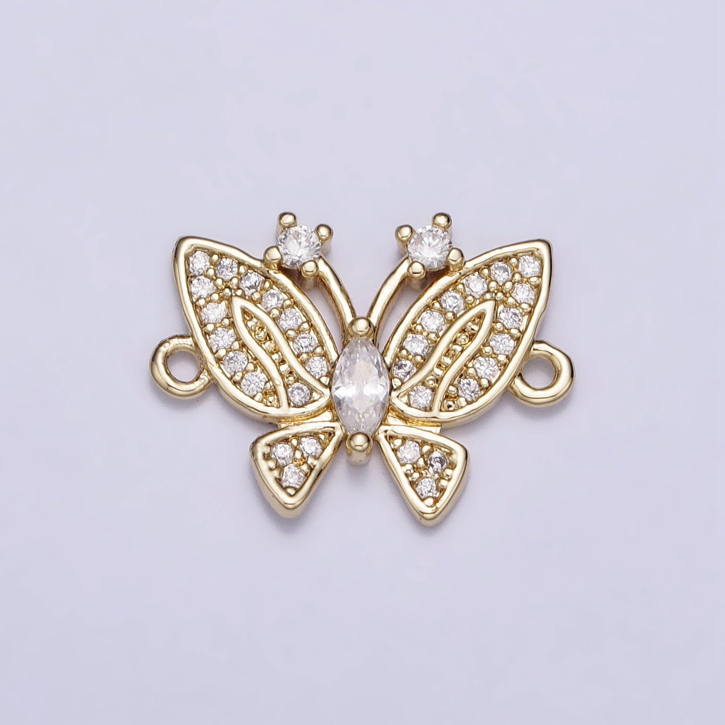 Dainty Butterfly Charm Connector Link Micro Pave CZ Stone Bracelet Necklace Pendant Charm for Personalized Jewelry Findings Y-882