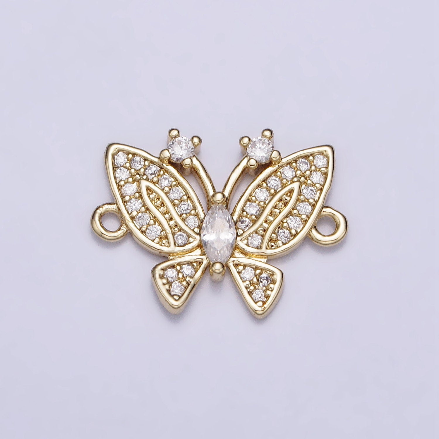 Dainty Butterfly Charm Connector Link Micro Pave CZ Stone Bracelet Necklace Pendant Charm for Personalized Jewelry Findings Y-882
