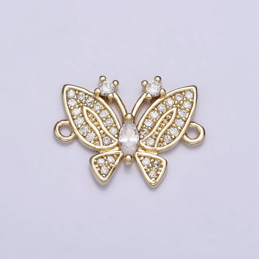 Dainty Butterfly Charm Connector Link Micro Pave CZ Stone Bracelet Necklace Pendant Charm for Personalized Jewelry Findings Y-882