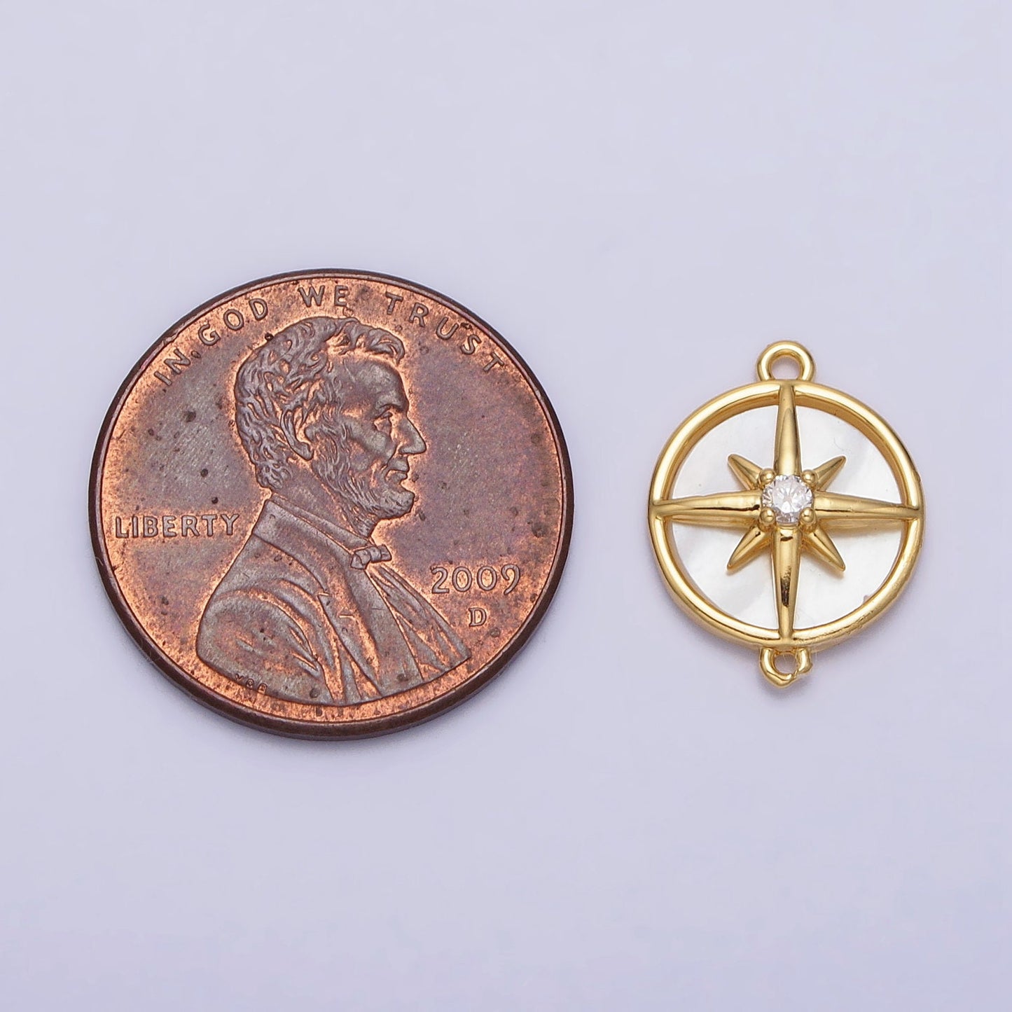 Dainty Coin charm, Small gold North Star Charm Connector journey travel charm tiny Necklace Charm, bracelet Celestial Jewelry Y-879