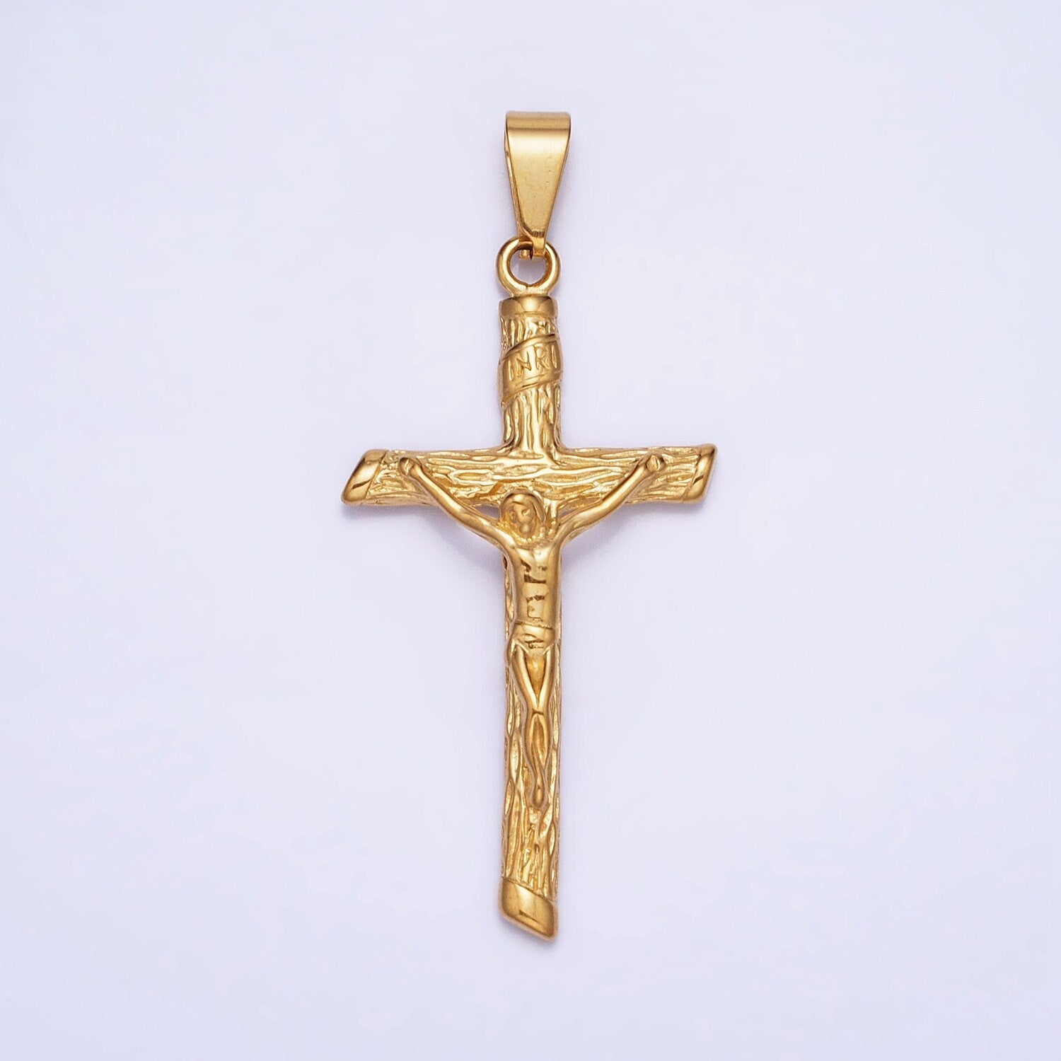 Men Cross Charm Stainless Steel Crucifix Charm in Gold Silver Color Religious Heavy Hard Pendant Lead Nickel Free Tarnish Free | J812