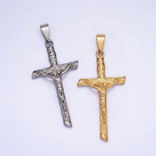 Men Cross Charm Stainless Steel Crucifix Charm in Gold Silver Color Religious Heavy Hard Pendant Lead Nickel Free Tarnish Free | J812