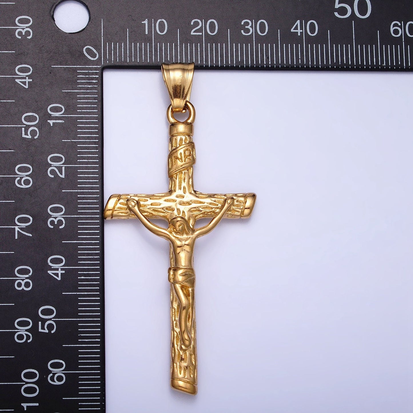Men Cross Charm Stainless Steel Crucifix Charm in Gold Silver Color Religious Heavy Hard Pendant Lead Nickel Free Tarnish Free |