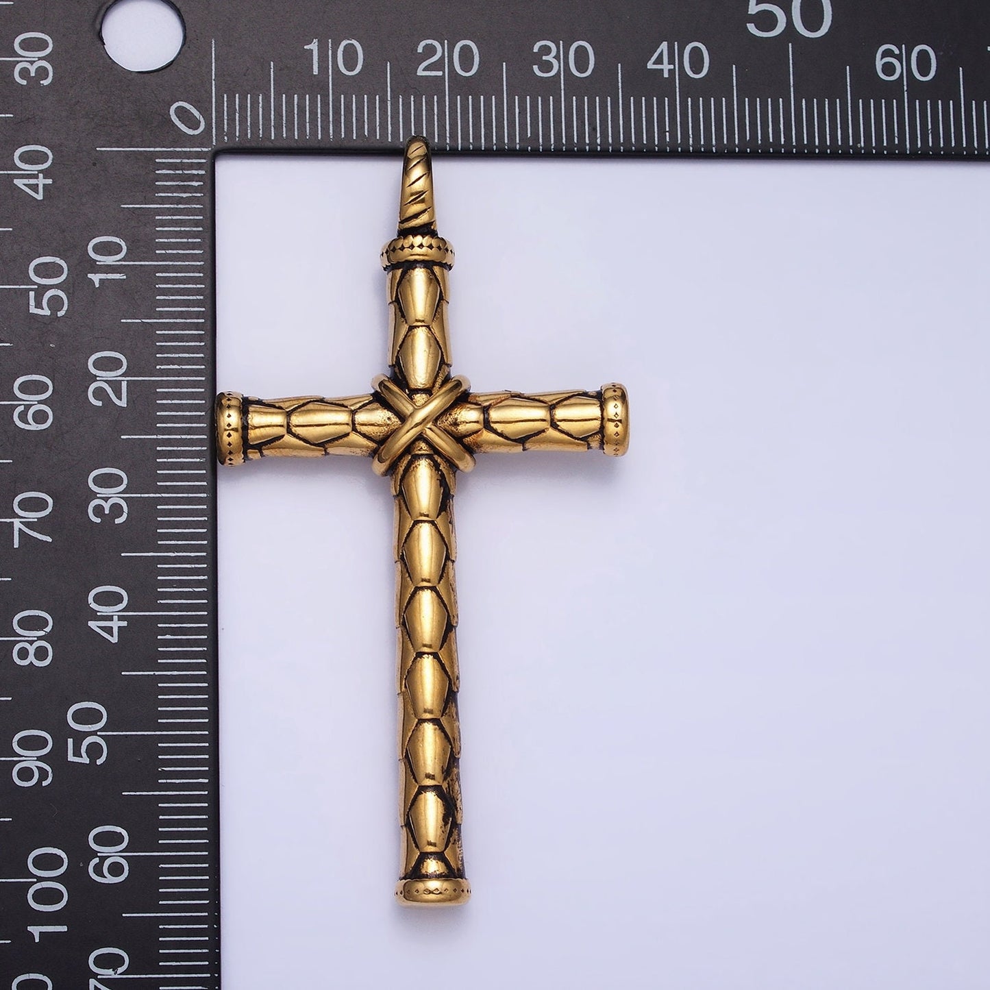 Men Cross Charm Stainless Steel Dangle Charm in Gold Silver Color Religious Heavy Hard Pendant Lead Nickel Free Tarnish Free | P-1143