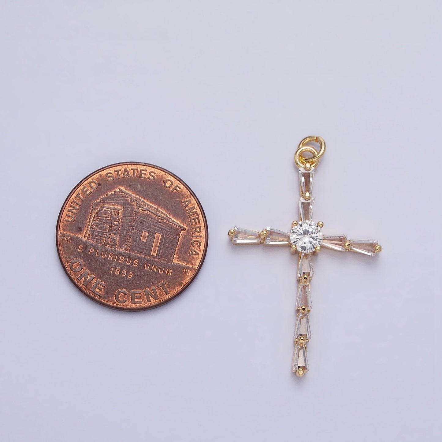 Dainty Cross Pendant , Victorian Gold Cross Charm add on charm Cubic Zirconia for Religious necklace earring AC735
