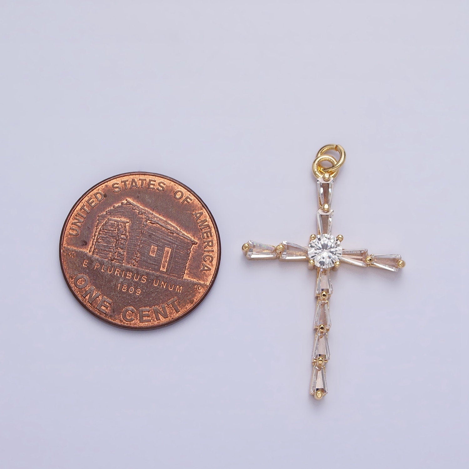 Dainty Cross Pendant , Victorian Gold Cross Charm add on charm Cubic Zirconia for Religious necklace earring AC735