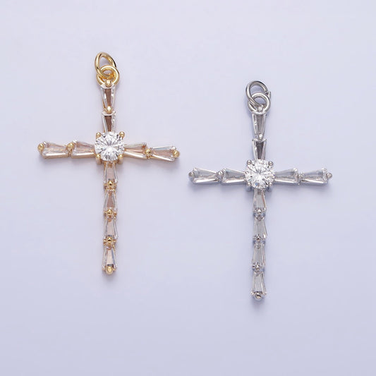 Dainty Cross Pendant , Victorian Gold Cross Charm add on charm Cubic Zirconia for Religious necklace earring AC735