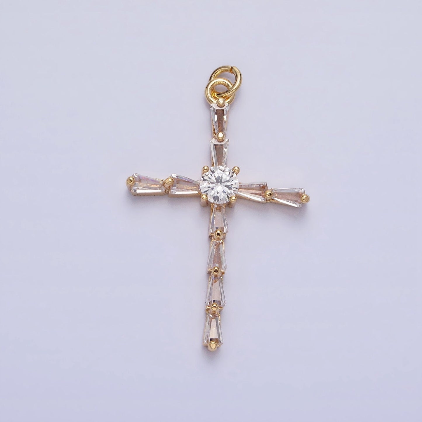 Dainty Cross Pendant , Victorian Gold Cross Charm add on charm Cubic Zirconia for Religious necklace earring AC735
