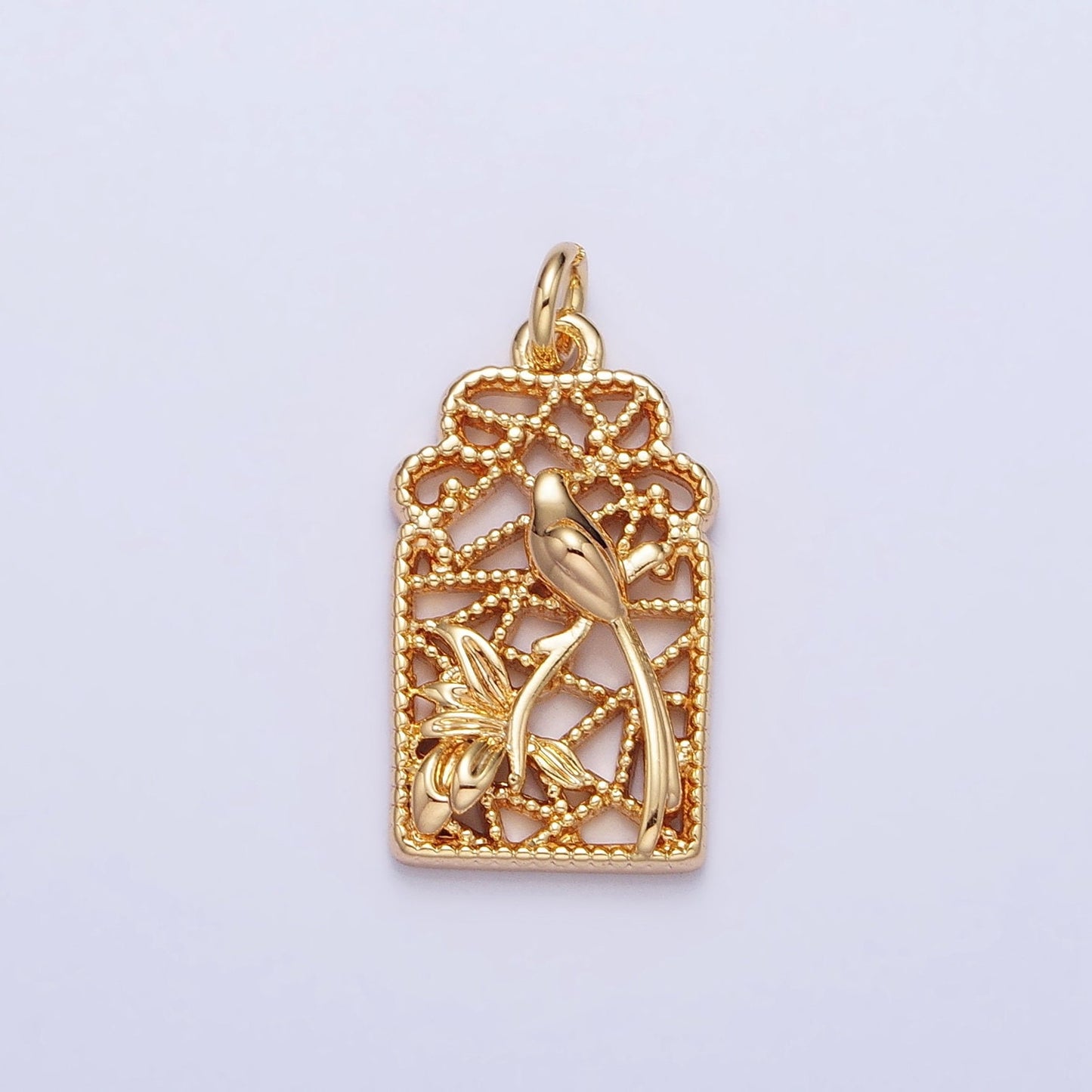 Bird in window Gold Plated pendant charms 19.8x9.9m for Bracelet Necklace Earring Supply AC715 AC716