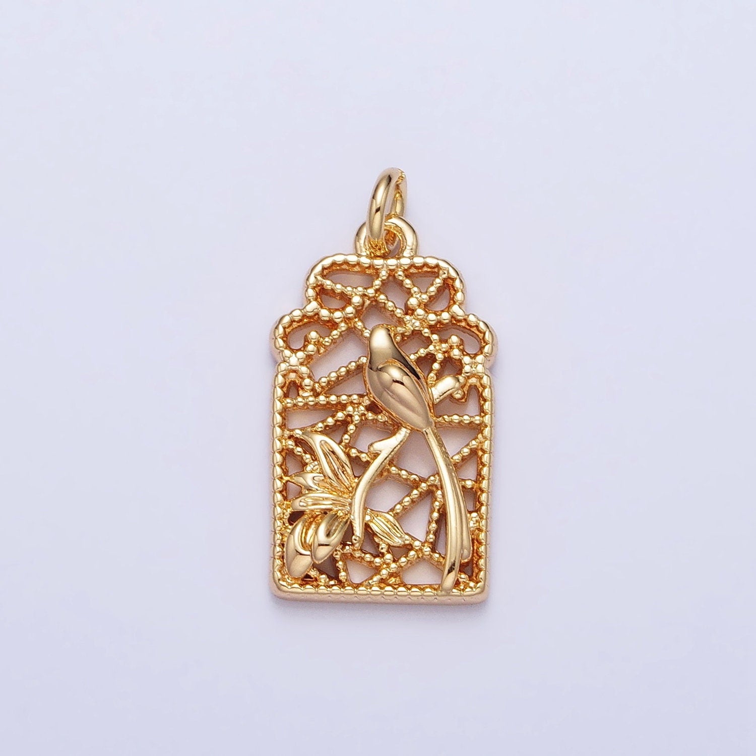 Bird in window Gold Plated pendant charms 19.8x9.9m for Bracelet Necklace Earring Supply AC715 AC716
