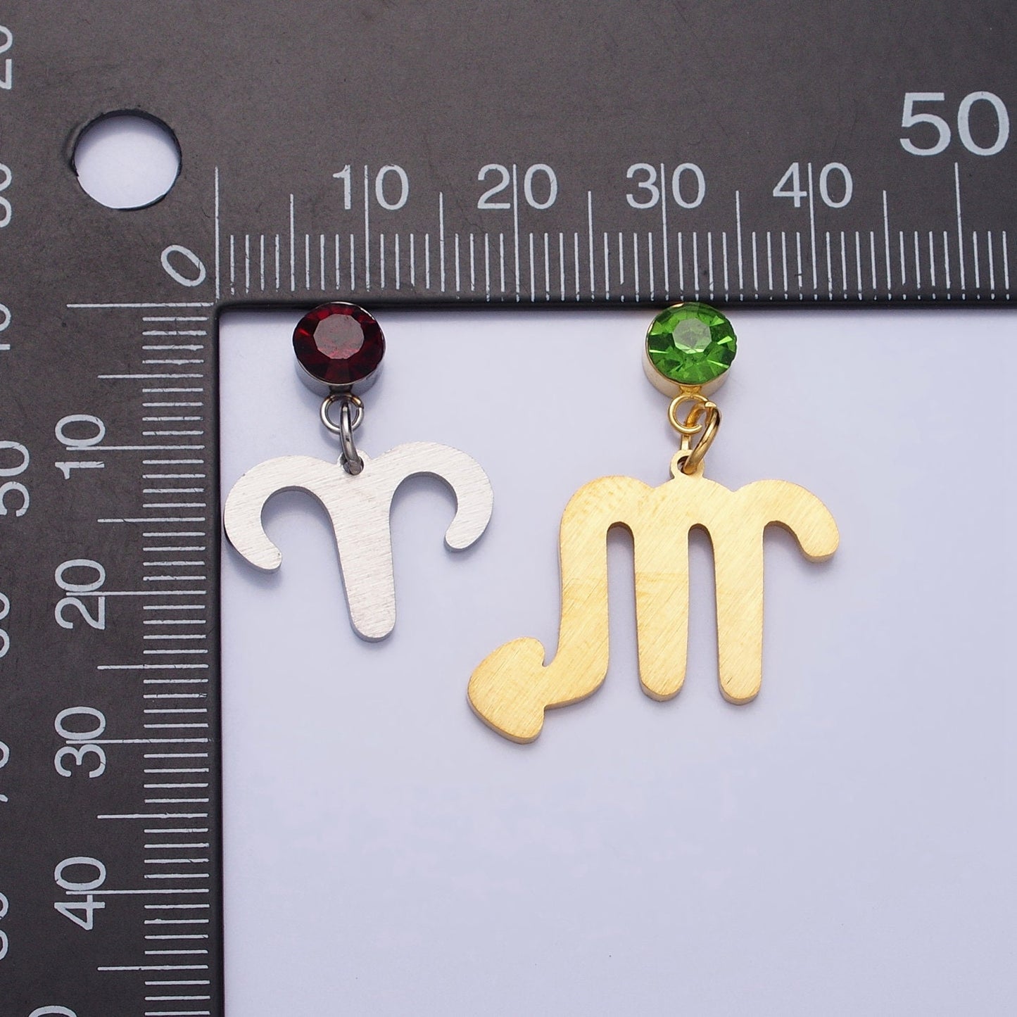 Add on Small Gold Zodiac Charms Birthstone CZ Astrological Zodiac Signs Symbols, Birthday Personalized Horoscope Charm Stainless Steel