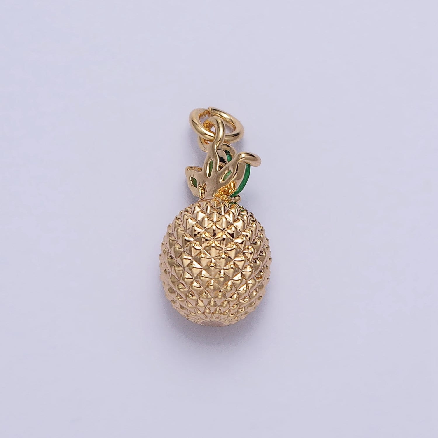 Tiny Gold Pineapple Charm, Cubic Zirconia Pina Charm Jewelry Making Supply CZ Dole Tropical Fruit Food Charm AC705