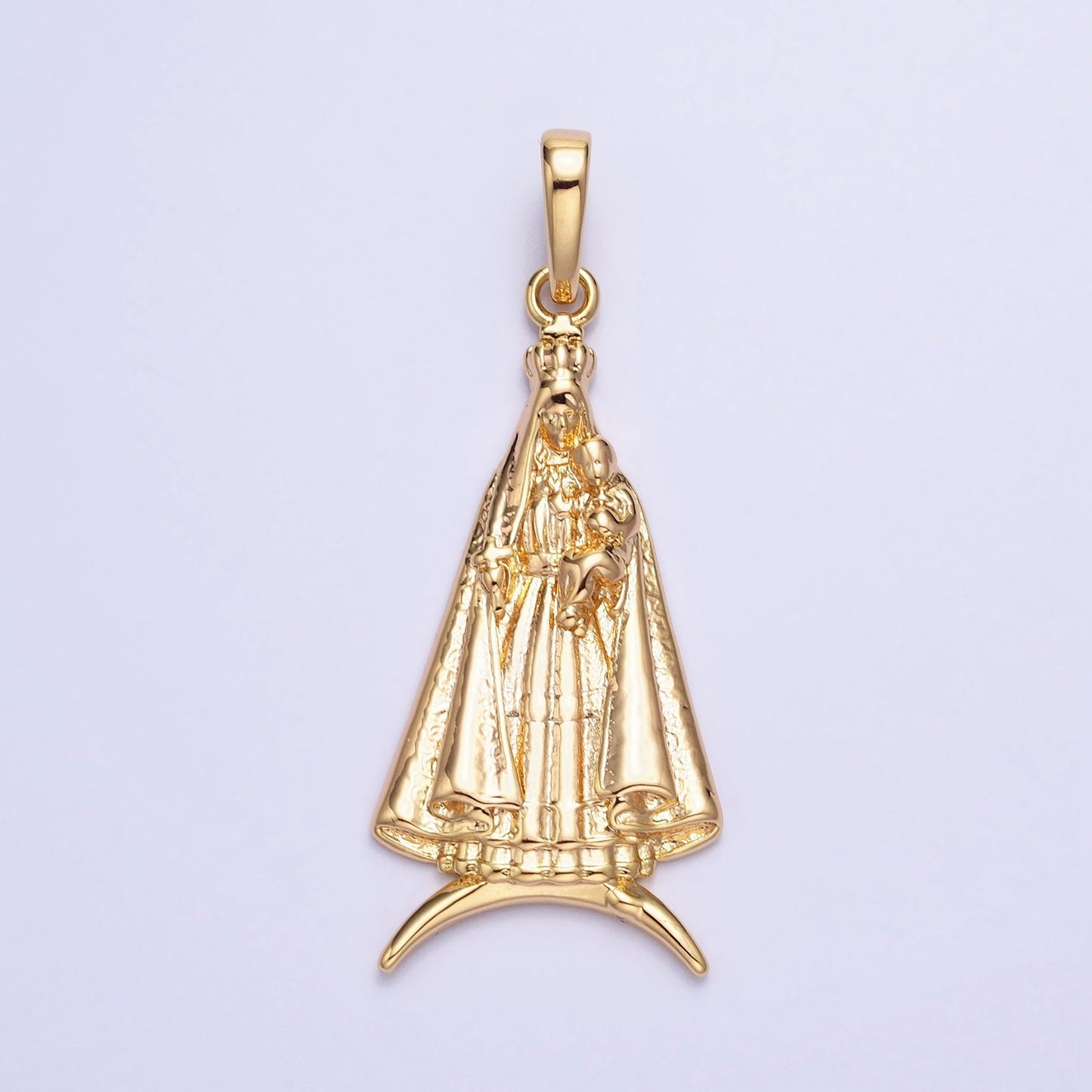 Gold Plated over Brass Pendant Our Nossa Senhora Aparecida Charm Pendant Catholic Religious Jewelry Making Supply AA176