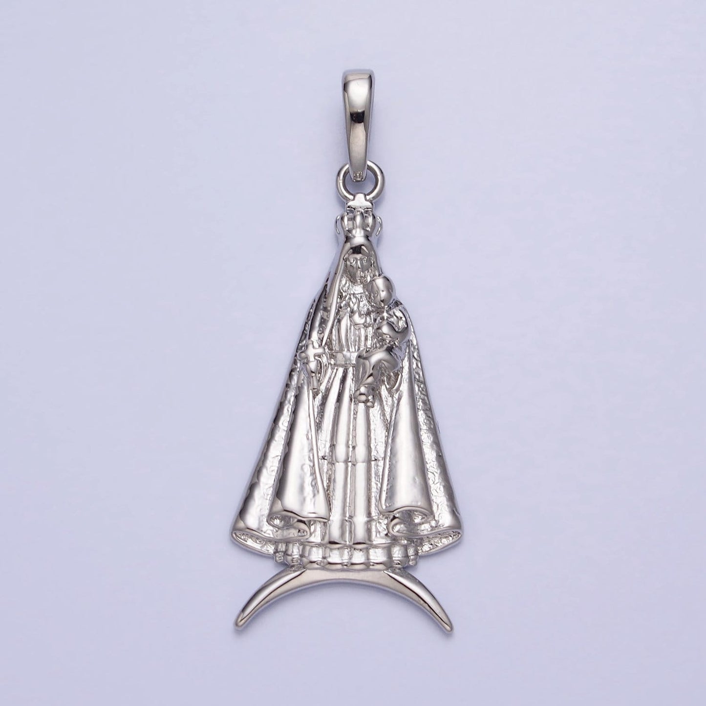 Gold Plated over Brass Pendant Our Nossa Senhora Aparecida Charm Pendant Catholic Religious Jewelry Making Supply AA176