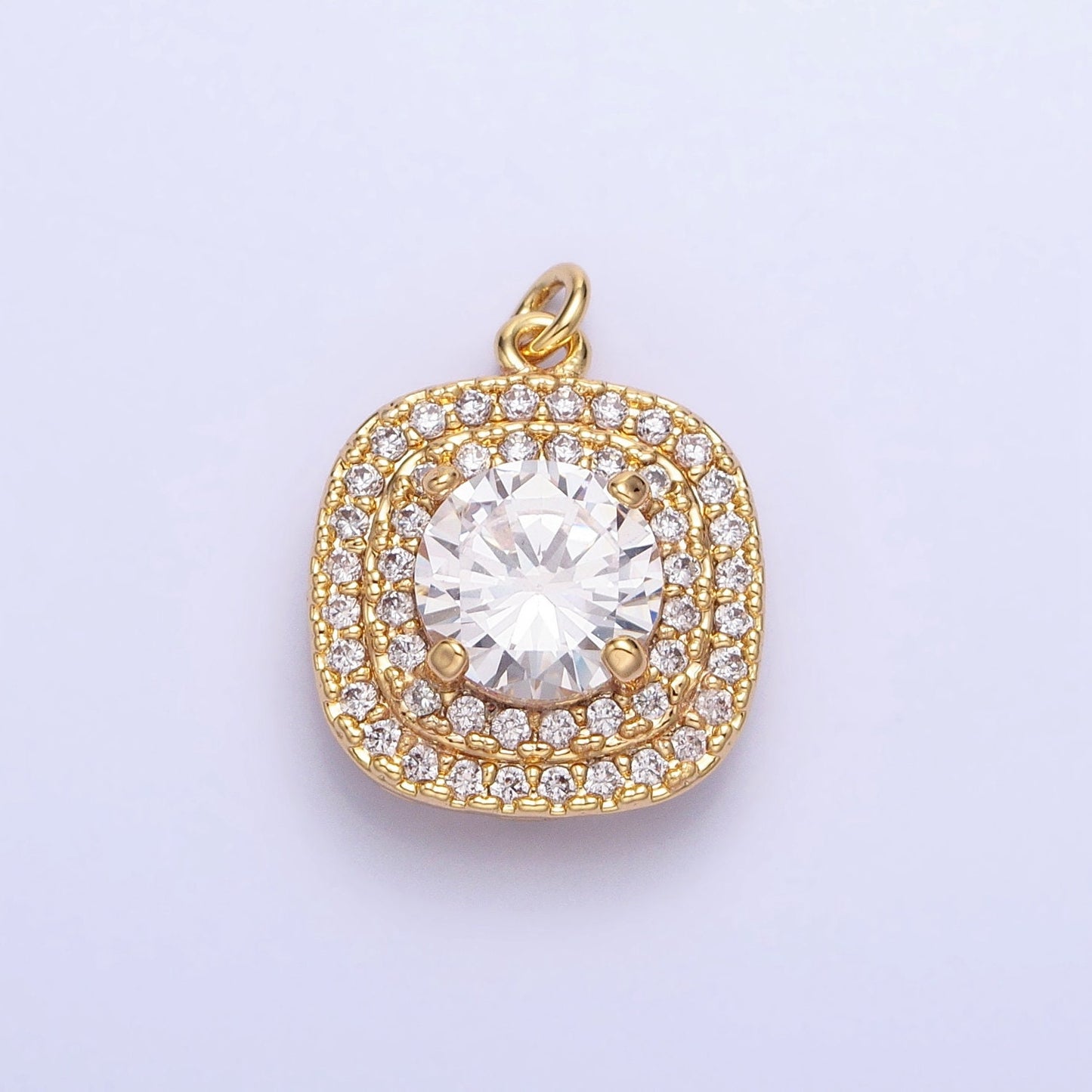 Clear Zirconia Cubic Pave 16K Gold Filled Charm, CZ Pendant ,Square Cubic Mini Pendant, Dainty Bracelet Earring Necklace Charm AC389