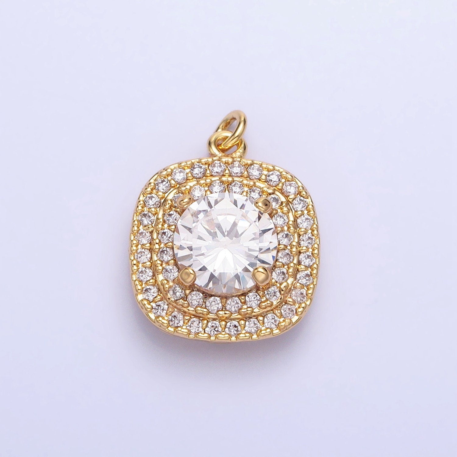 Clear Zirconia Cubic Pave 16K Gold Filled Charm, CZ Pendant ,Square Cubic Mini Pendant, Dainty Bracelet Earring Necklace Charm AC389