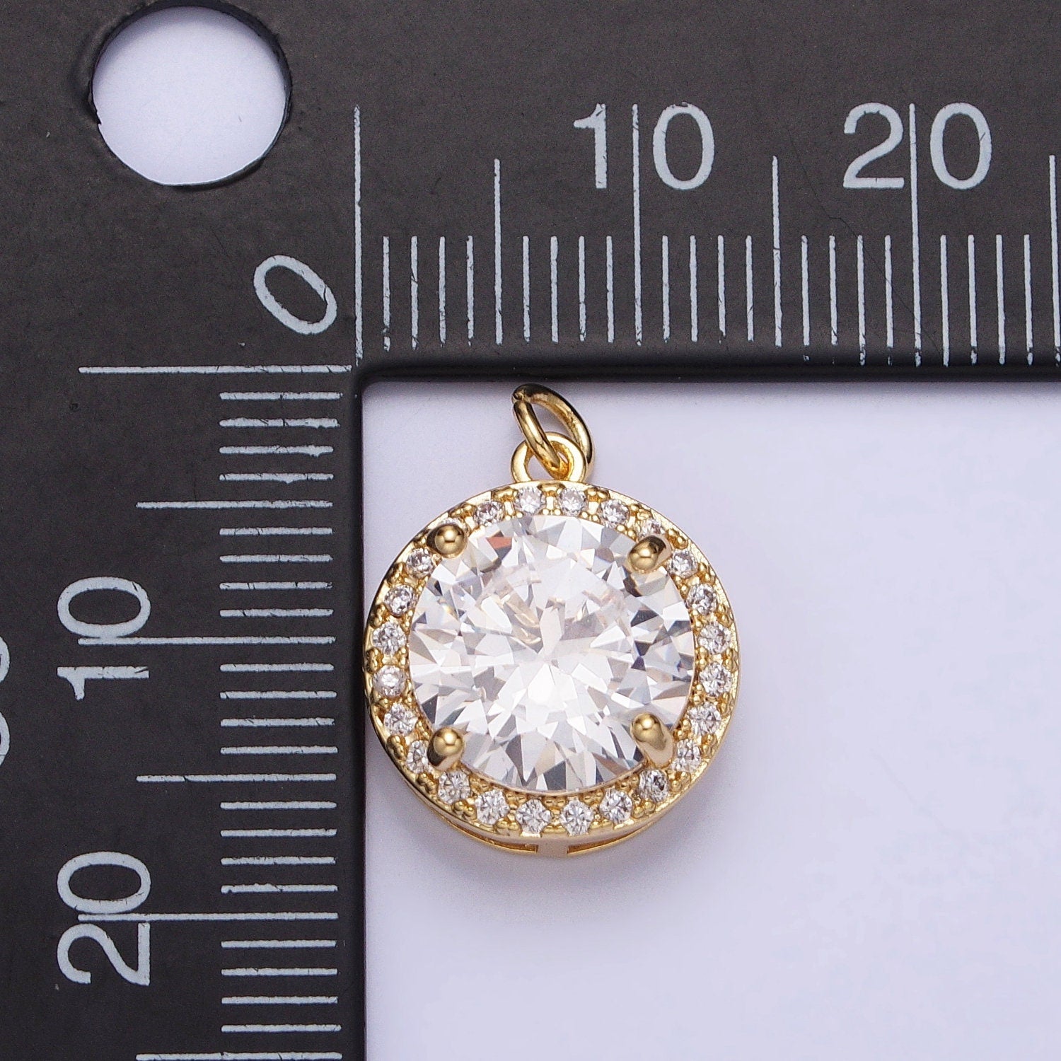 Mini Gold, Silver Circle Rounded Micro Paved Solitaire CZ Add-On Charm for Necklace Bracelet Earring Component | AC391 AC392