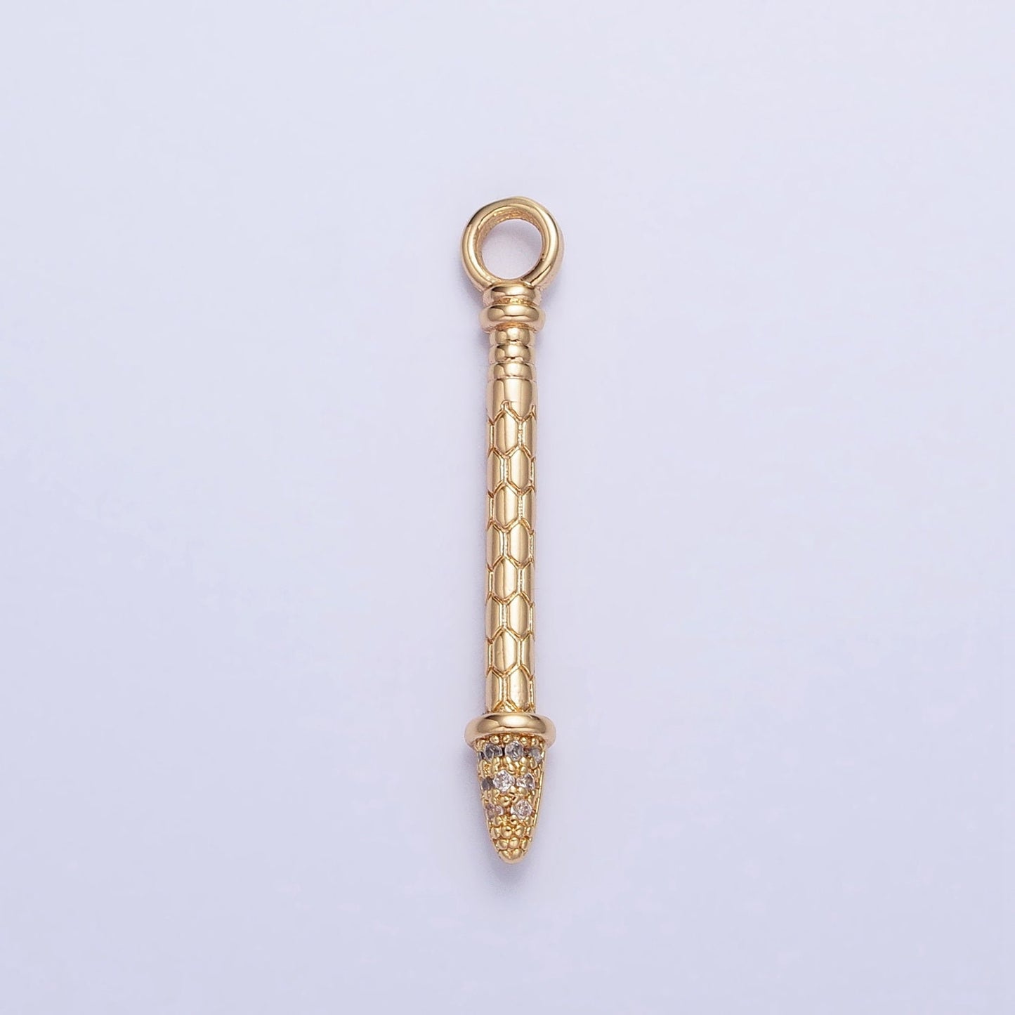 Gold, Silver Spear Charm Textured Micro Paved CZ Arrow Add-On Charm | AC681 AC682