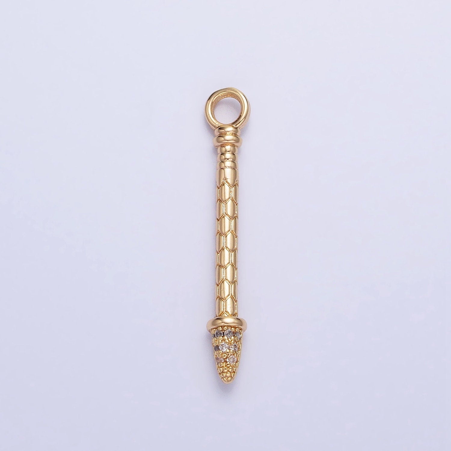 Gold, Silver Spear Charm Textured Micro Paved CZ Arrow Add-On Charm | AC681 AC682