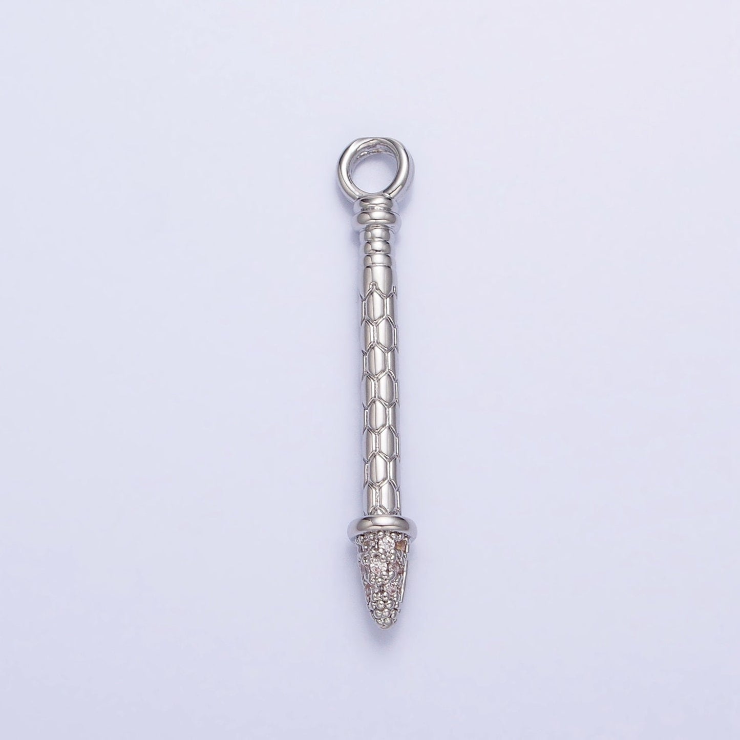 Gold, Silver Spear Charm Textured Micro Paved CZ Arrow Add-On Charm | AC681 AC682