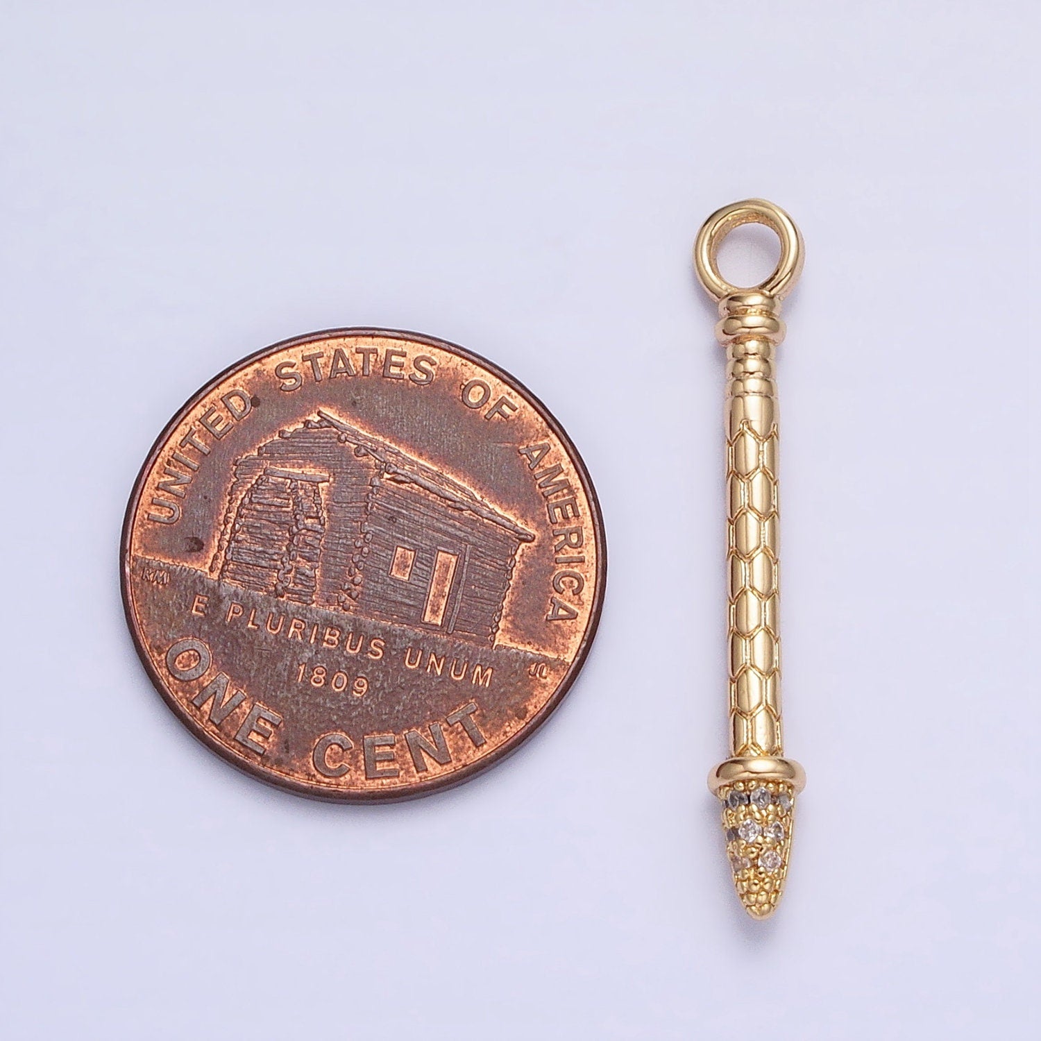 Gold, Silver Spear Charm Textured Micro Paved CZ Arrow Add-On Charm | AC681 AC682