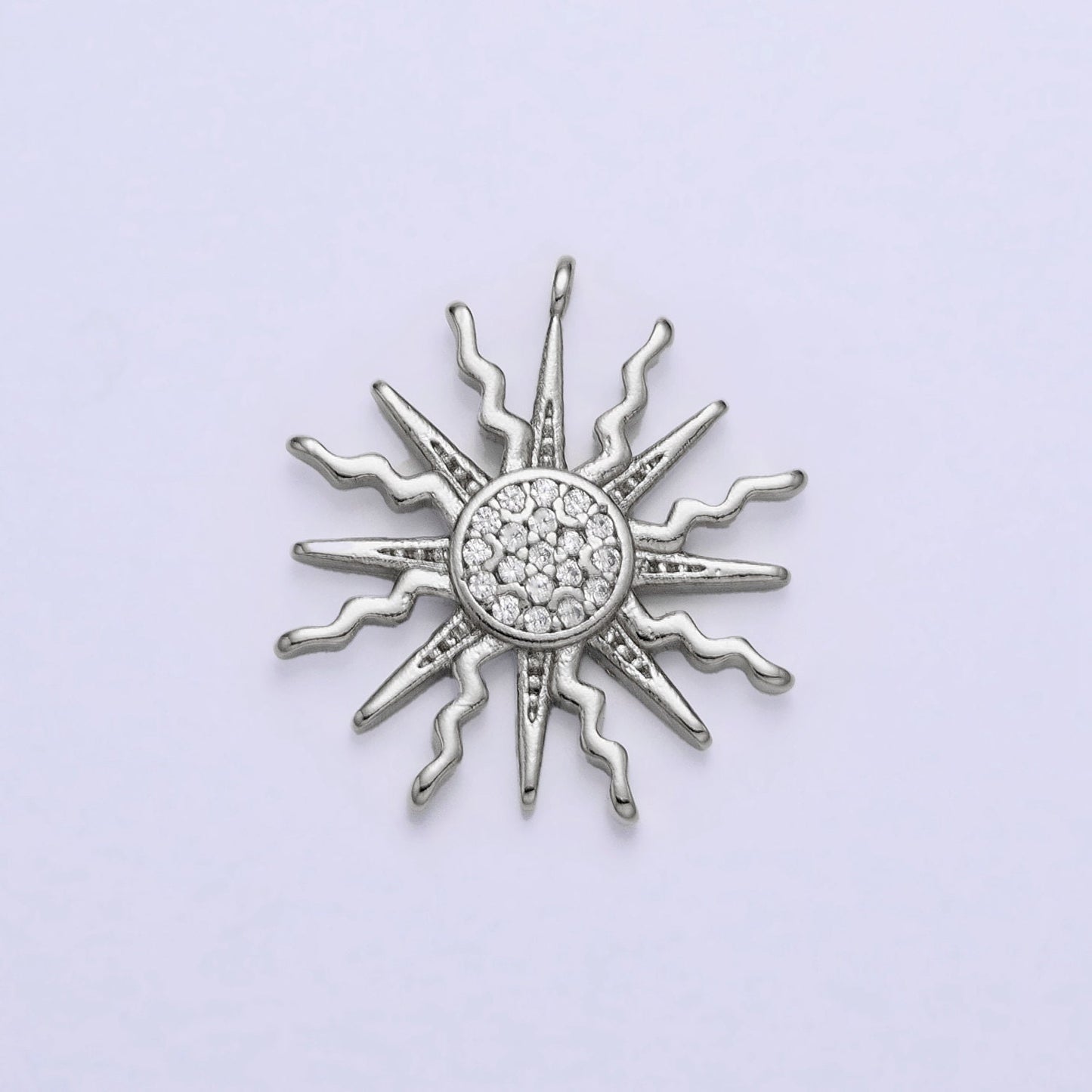 Dainty Gold Sun Burst Charm cz Round SunBurst Medallion Pendant, 18.2x16.3mm, Micro Pave Gold Sun Celestial Jewelry AC685