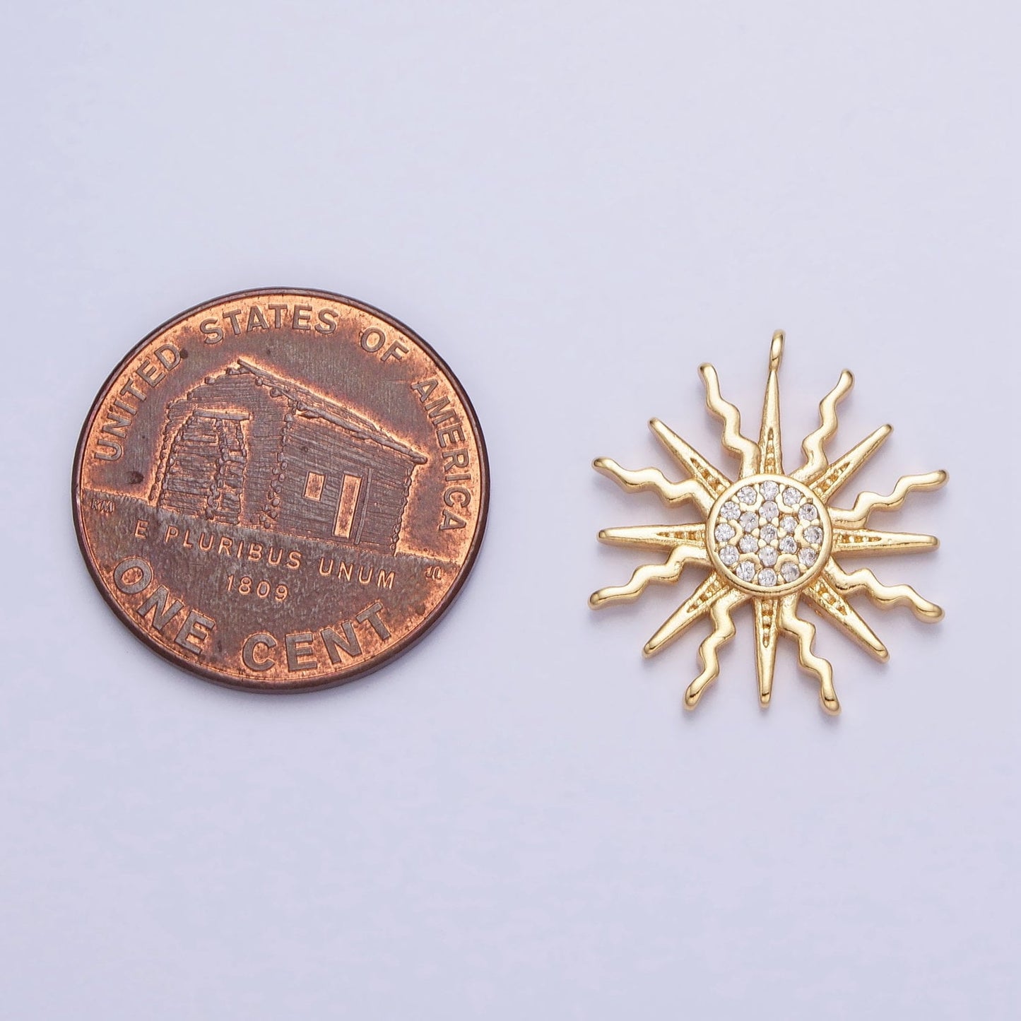 Dainty Gold Sun Burst Charm cz Round SunBurst Medallion Pendant, 18.2x16.3mm, Micro Pave Gold Sun Celestial Jewelry AC685