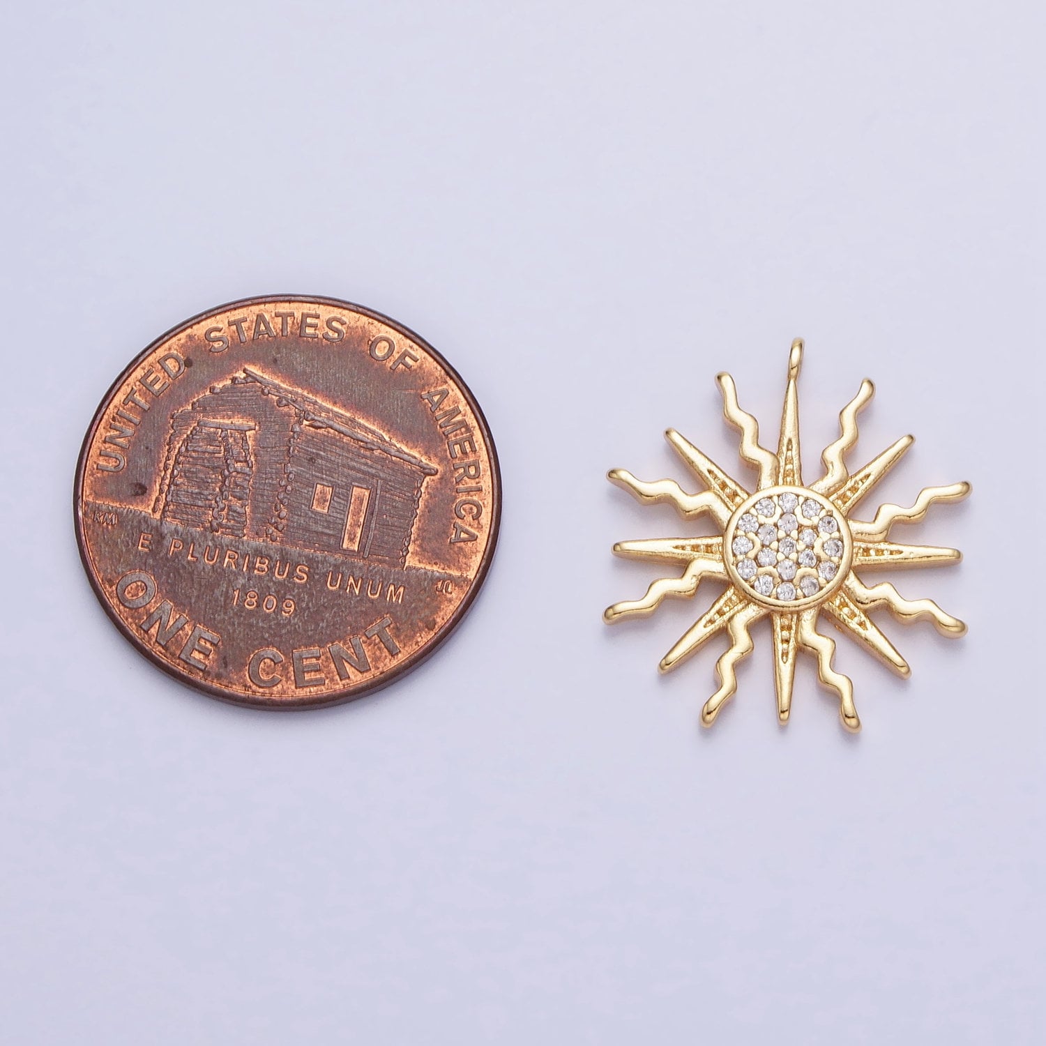 Dainty Gold Sun Burst Charm cz Round SunBurst Medallion Pendant, 18.2x16.3mm, Micro Pave Gold Sun Celestial Jewelry AC685