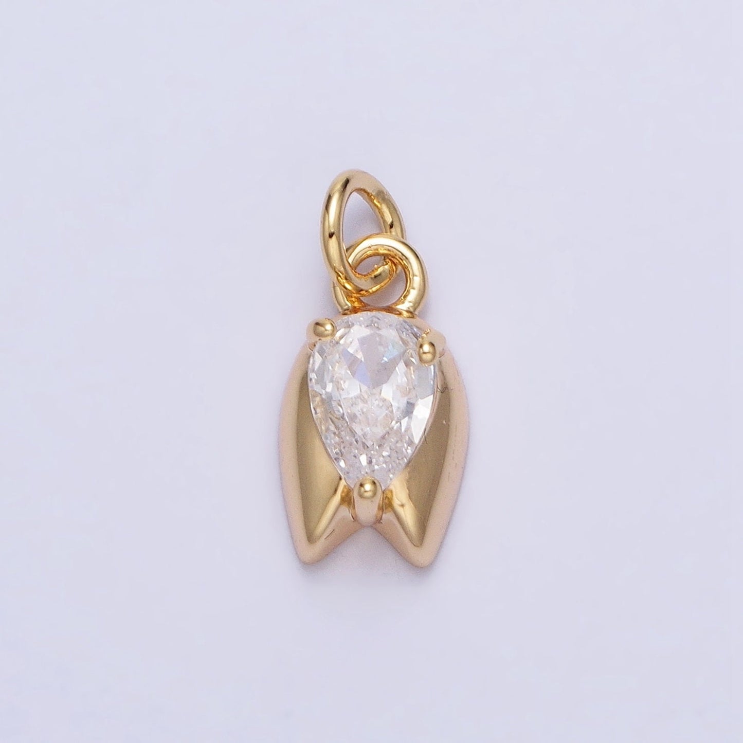 Mini Upside Down Tulip Flower Tear Drop CZ Floral Add- On Charm | AC691 AC692