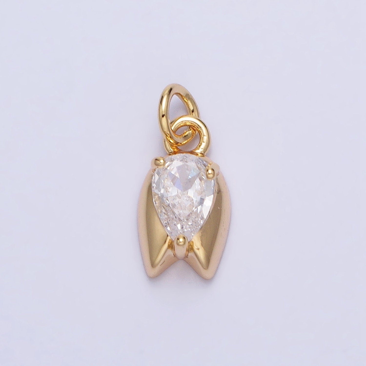 Mini Upside Down Tulip Flower Tear Drop CZ Floral Add- On Charm | AC691 AC692