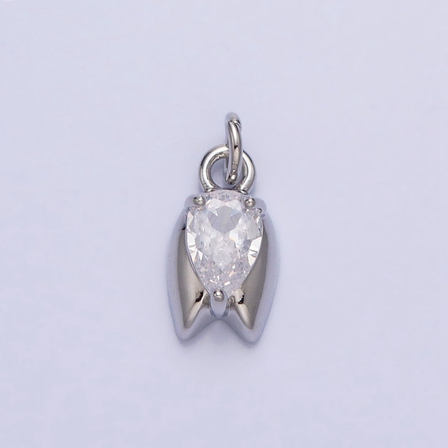 Mini Upside Down Tulip Flower Tear Drop CZ Floral Add- On Charm | AC691 AC692
