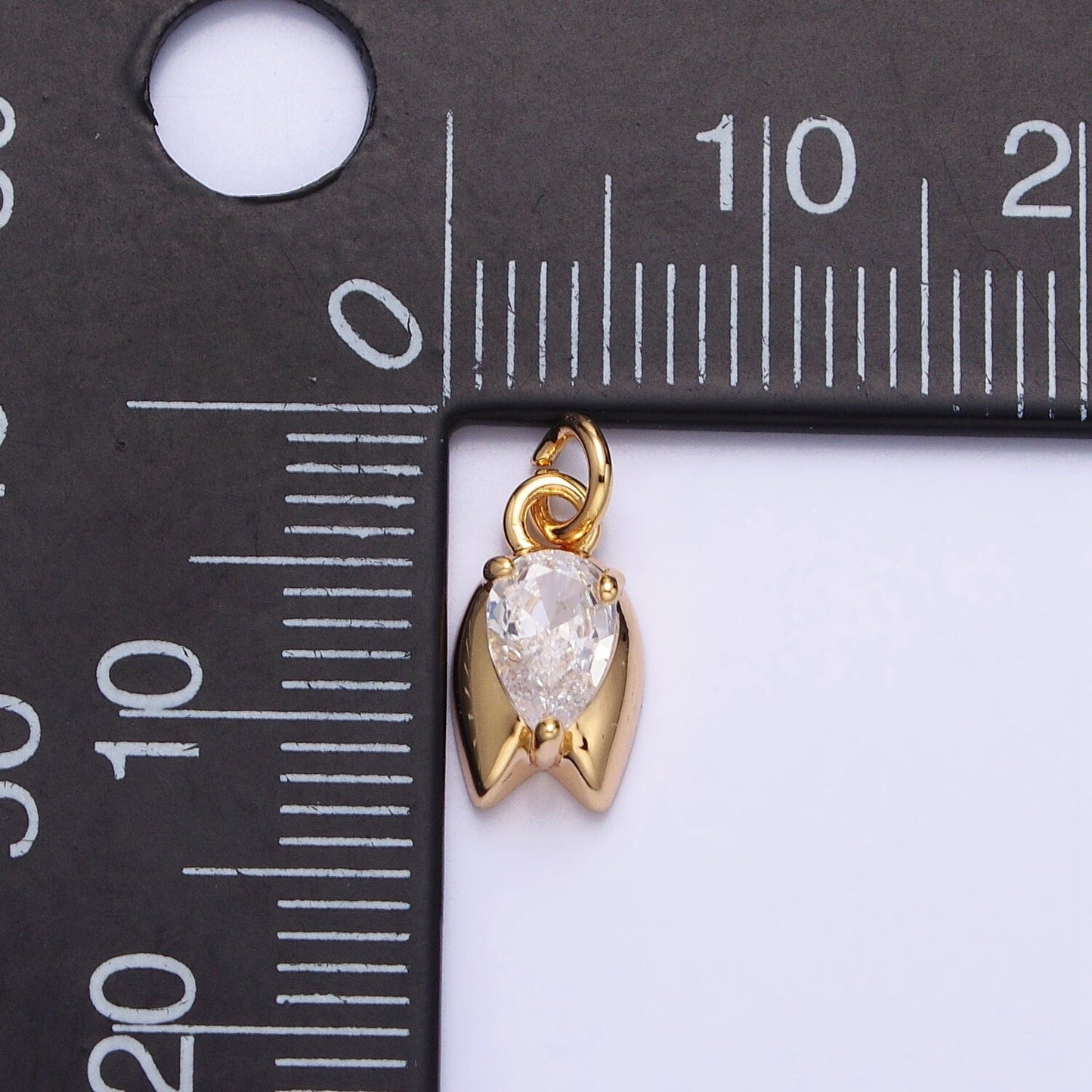 Mini Upside Down Tulip Flower Tear Drop CZ Floral Add- On Charm | AC691 AC692