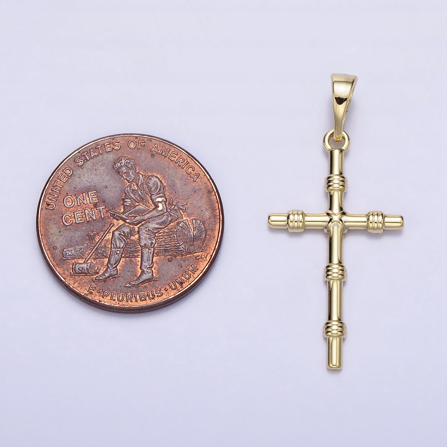 Dainty Cross Pendant Slim Gold Cross Charm add on Charm for Rosary Religious necklace earring Supply AA297
