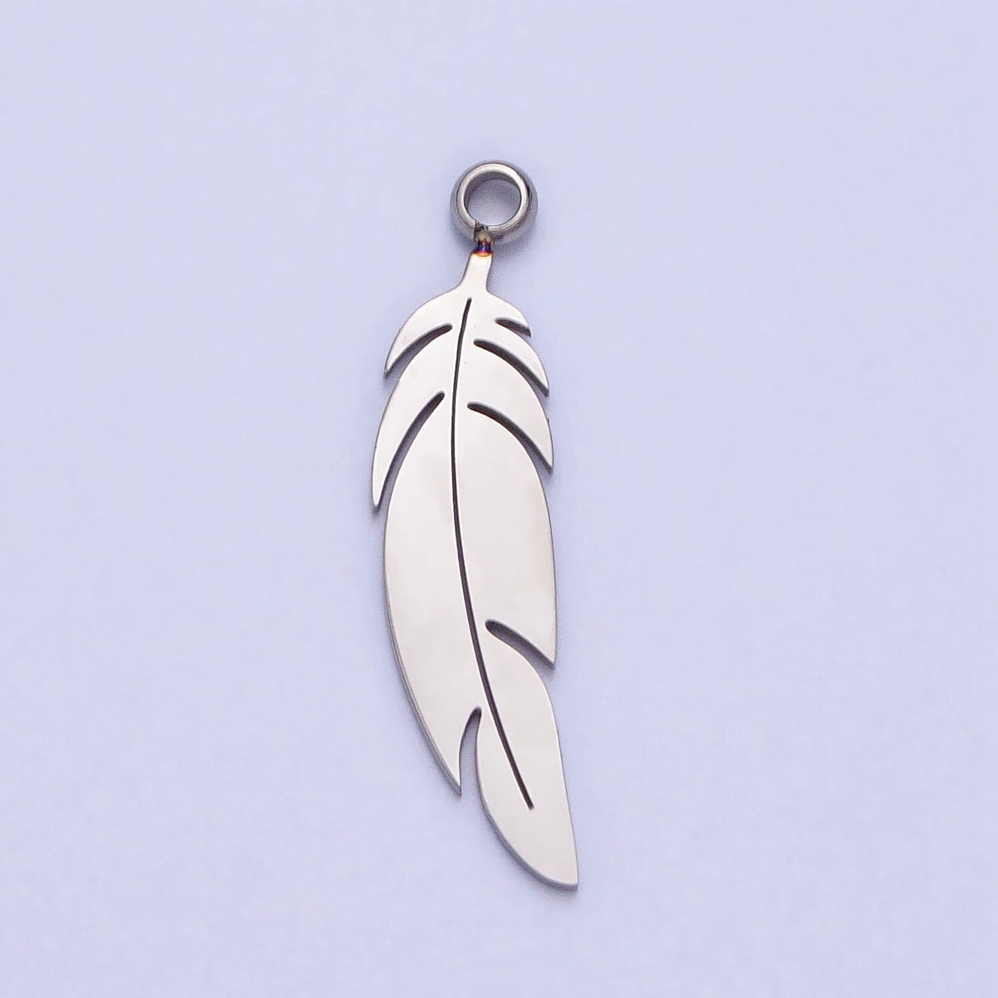 Dainty Stainless Steel Feather Charm in Gold & Silver Bird Feather tribal native Pendant Lead Nickel Free Tarnish Free | P-900