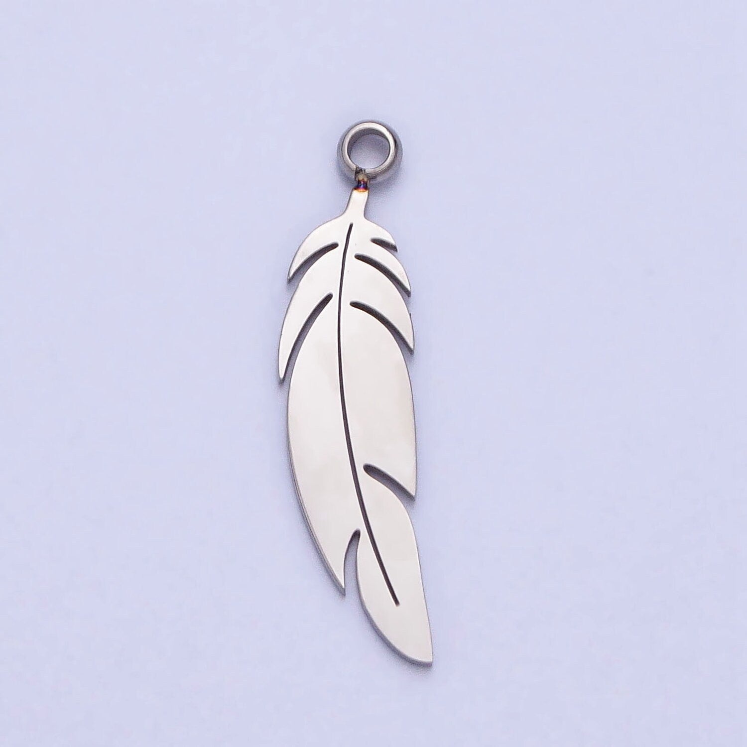 Dainty Stainless Steel Feather Charm in Gold & Silver Bird Feather tribal native Pendant Lead Nickel Free Tarnish Free | P-900