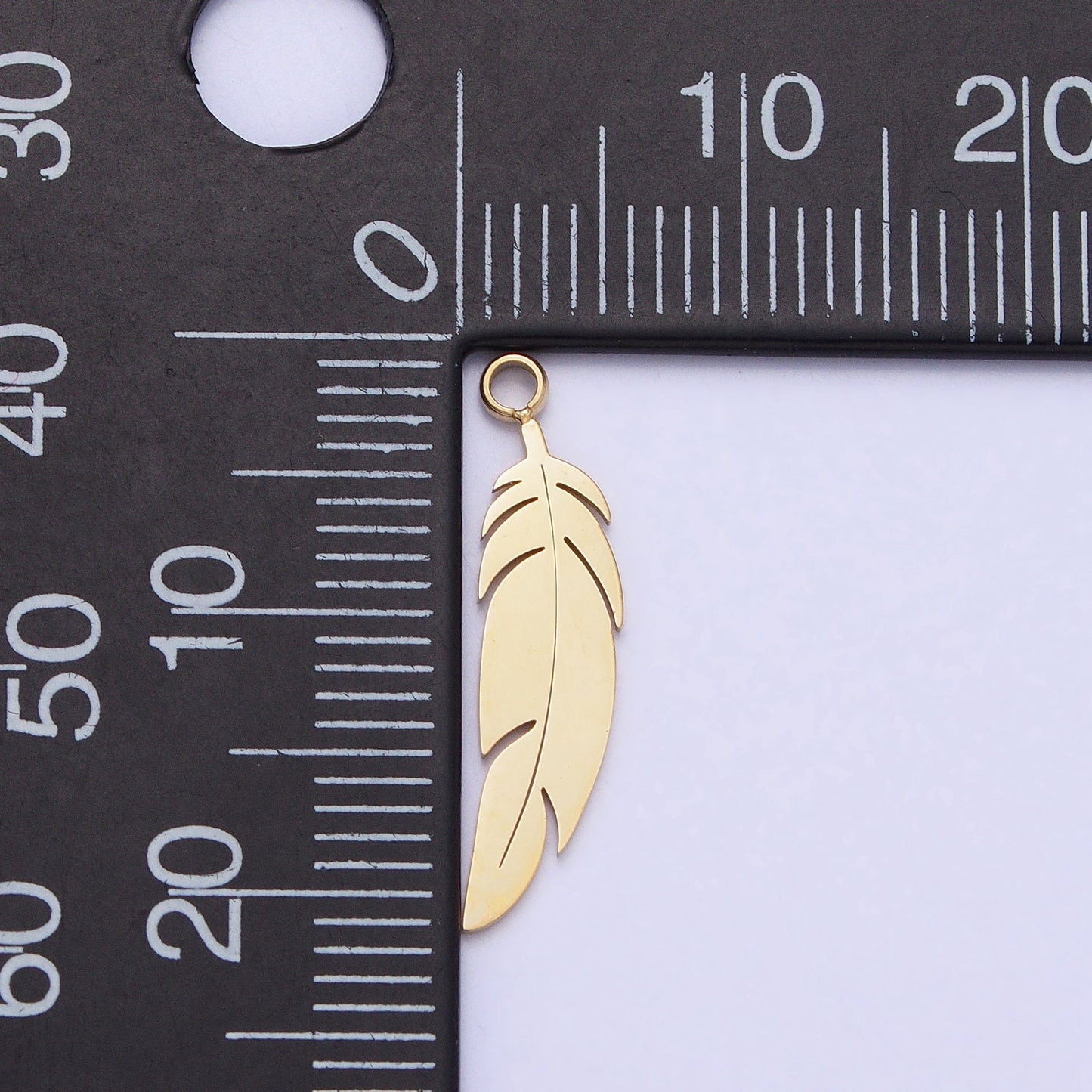 Dainty Stainless Steel Feather Charm in Gold & Silver Bird Feather tribal native Pendant Lead Nickel Free Tarnish Free | P-900